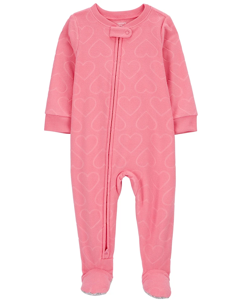 Baby 1-Piece Heart Fleece Footie Pajamas