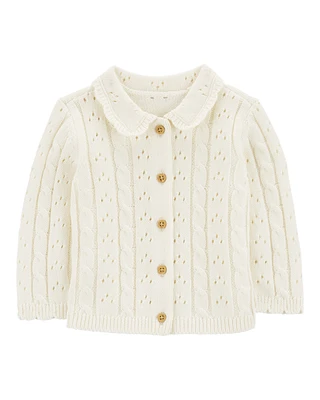 Baby Pointelle Button-Front Sweater Knit Cardigan