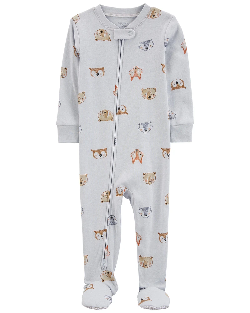 Toddler 1-Piece Animals 100% Snug Fit Cotton Footie Pajamas