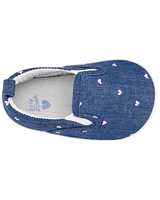 Baby Chambray Heart Slip-On Soft Shoes