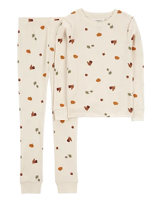 Kid 2-Piece Thanksgiving Cotton Blend Pajamas