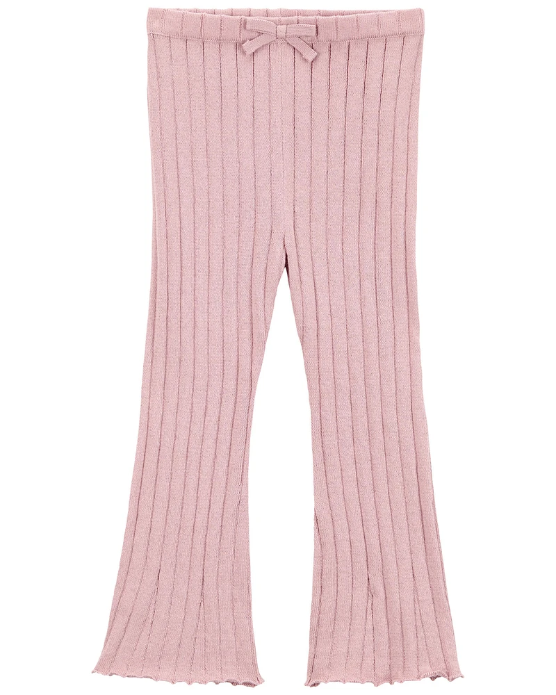 Baby Ribbed Sweater Knit Flare Pants - Pink