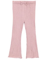 Baby Ribbed Sweater Knit Flare Pants - Pink