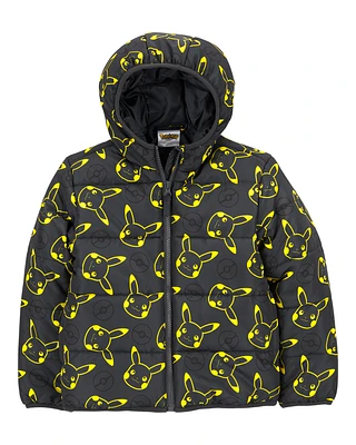 Kid Pikachu Pokémon Puffer Jacket - Black