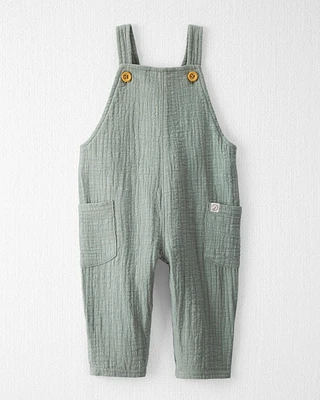 Baby Organic Cotton Textured Gauze Overalls Sage Pond