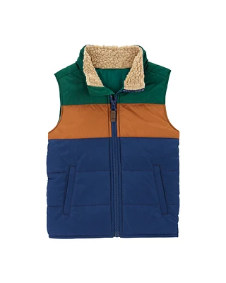 Toddler Colorblock Zip-Up Puffer Vest