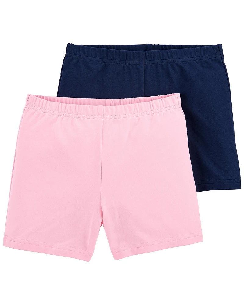 Kid 2-Pack Pink/Navy Bike Shorts