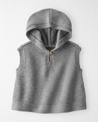 Baby Organic Cotton Sweater Knit Hooded Poncho