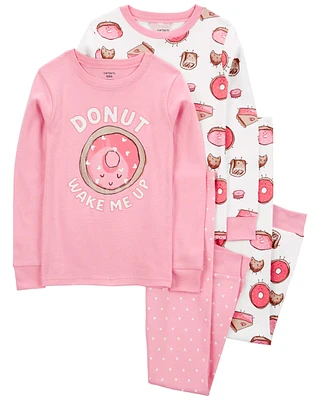 Kid 4-Piece Donut Wake Me Up 100% Snug Fit Cotton Pajamas