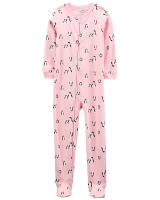 Kid 1-Piece Penguin Fleece Footie Pajamas