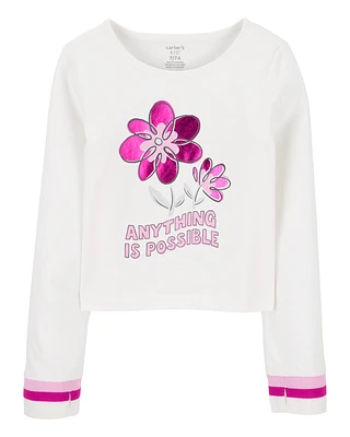 Kid Anything Is Possible Floral Foil Long-Sleeve Tee