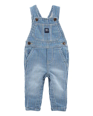 Baby Knit-Like Denim Hickory Stripe Overalls