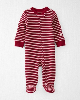 Baby Organic Cotton Waffle Knit Striped Sleep & Play Pajamas