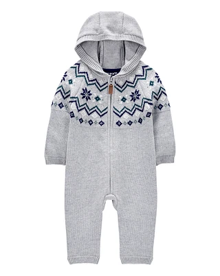 Baby Fair Isle Hooded Jumpsuit