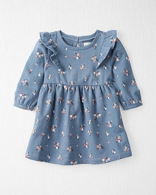 Baby Long-Sleeve Ruffle Dress Made with Organic Cotton Floral Print