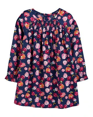 Toddler Navy Flower Babydoll Dress