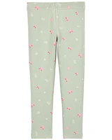 Baby Floral Stretch Leggings - Green