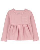 Toddler 2-Piece Long-Sleeve Peplum Top & Ribbed Leggings Set