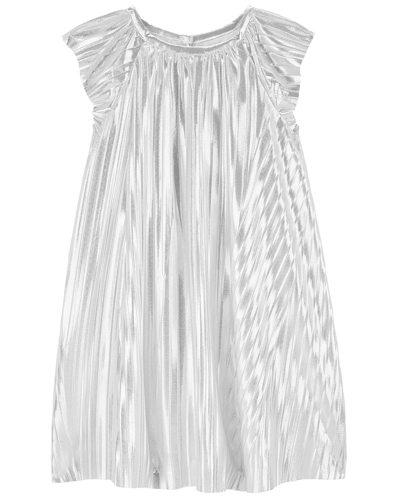 Toddler Metallic Pleated Flutter Party Dress