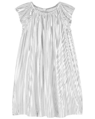 Toddler Metallic Pleated Flutter Party Dress