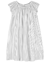 Toddler Metallic Pleated Flutter Party Dress