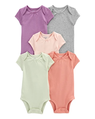 Baby 5-Pack Short-Sleeve Solid Bodysuits