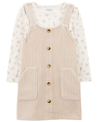 Toddler Floral Velour Long-Sleeve Dress