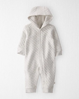 Baby Organic Cotton Quilted Double Knit Hooded Pram