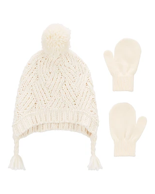 Toddler 2-Pack Pom Hat & Mittens Set