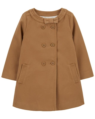 Toddler Soft Felt Button-Front Coat