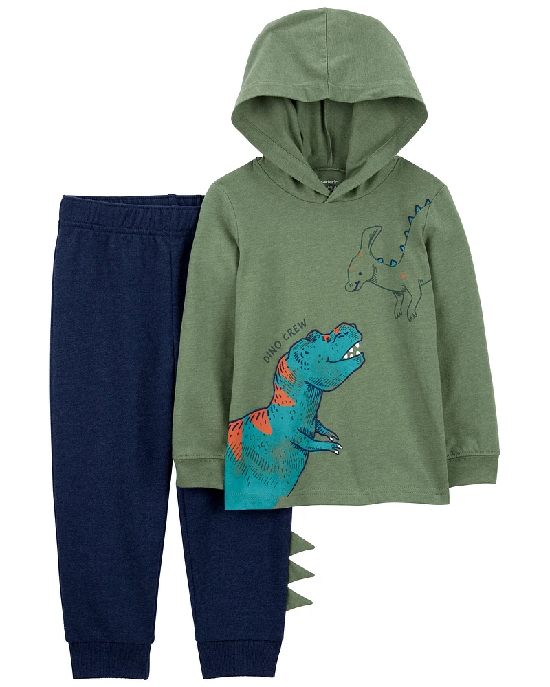 Toddler 2-Piece Dinosaur Hooded Tee & Jogger Set