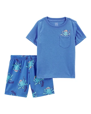 Toddler Boy 2-Piece Octopus Print Loose Fit Pajamas