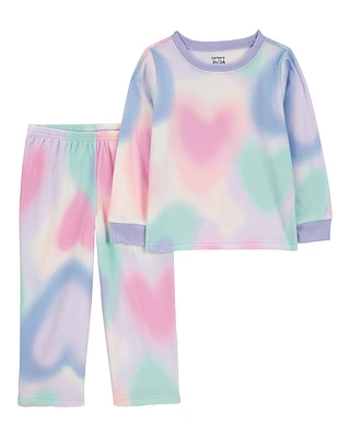 Toddler 2-Piece Heart Space Dye Fleece Pajamas