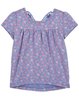 Baby Floral Print Crochet Butterfly Top