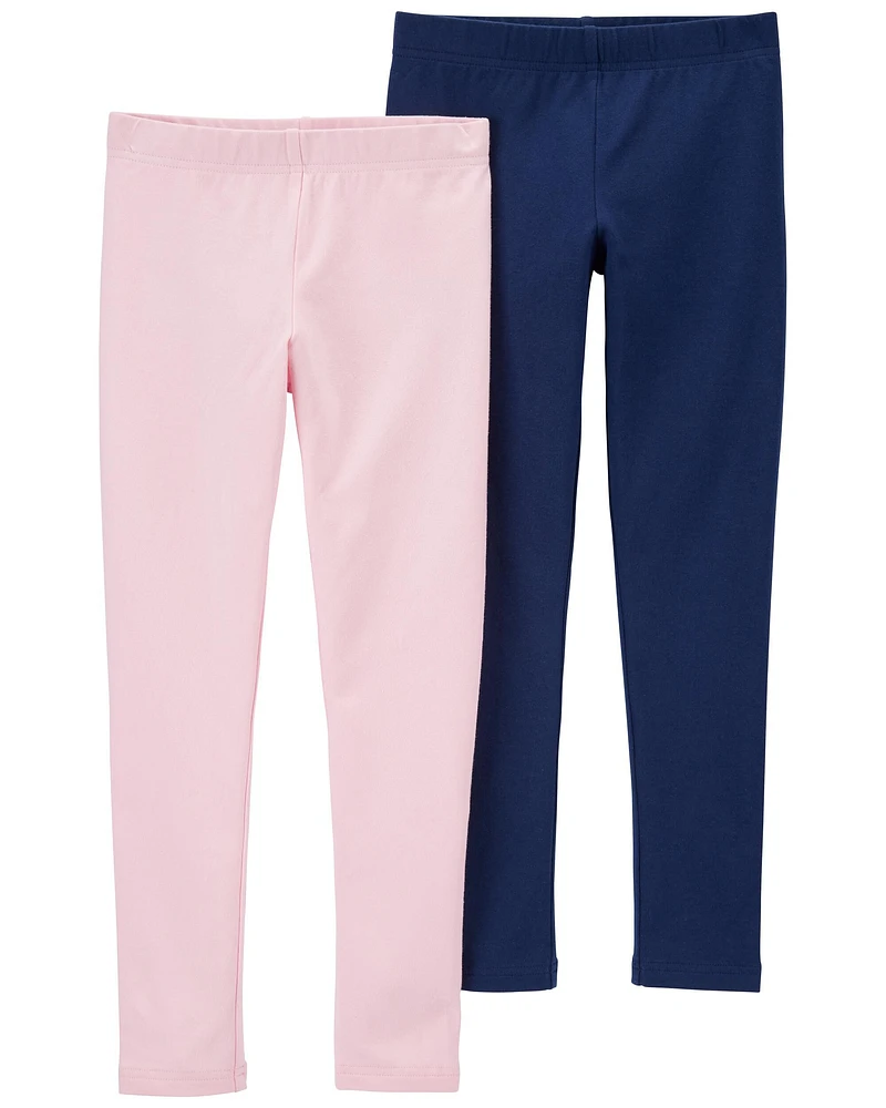 Kid 2-Pack Pink & Navy Leggings