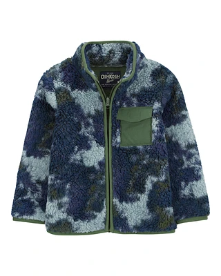 Baby Tie Dye Fleece Knit Jacket - Navy