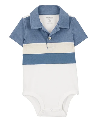 Baby Colorblock Striped Polo Bodysuit