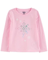 Toddler Snowflake-Print Long-Sleeve Shirt - Pink