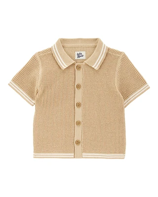 Baby Short-Sleeve Button-Front Sweater