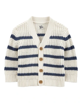 Baby Striped Button-Front Sweater Knit Cardigan