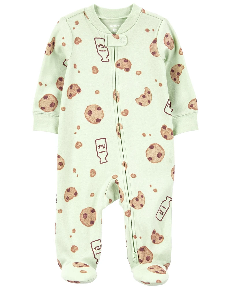 Baby Milk & Cookies 2-Way Zip Cotton Sleep Play Pajamas