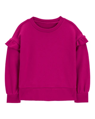 Toddler Flutter Sleeves Fleece Crew Neck Sweatshirt