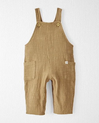 Baby Organic Cotton Textured Gauze Overalls Light Maple