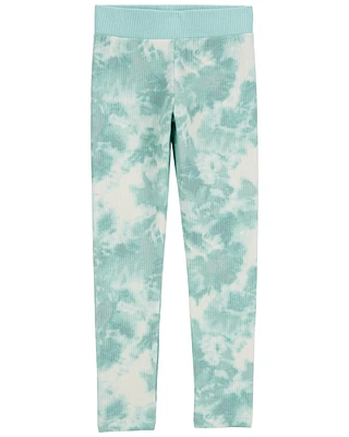 Kid Tie Dye Ribbed Leggings - Blue