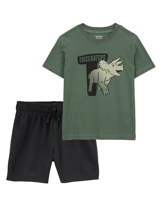 Toddler 2-Piece Dinosaur Tee & French Terry Shorts Set