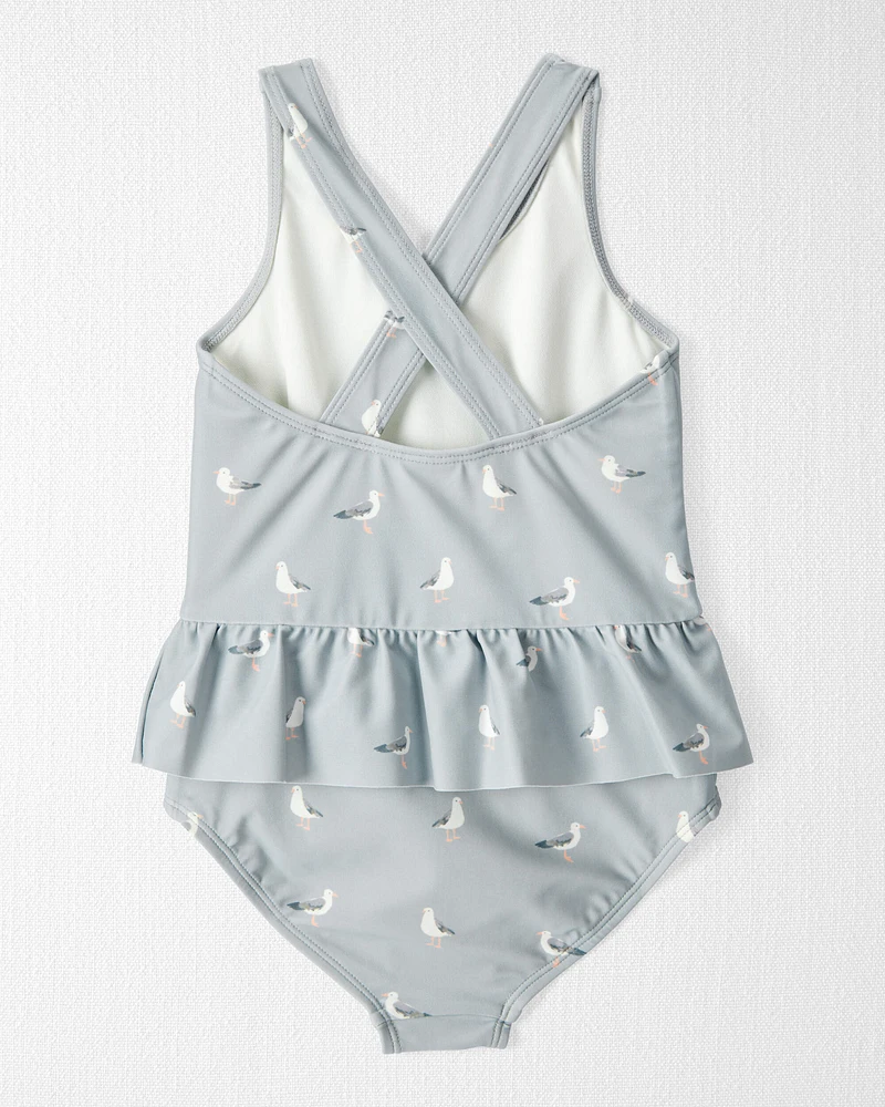Toddler Girl Recycled Seagull-Print Swimsuit