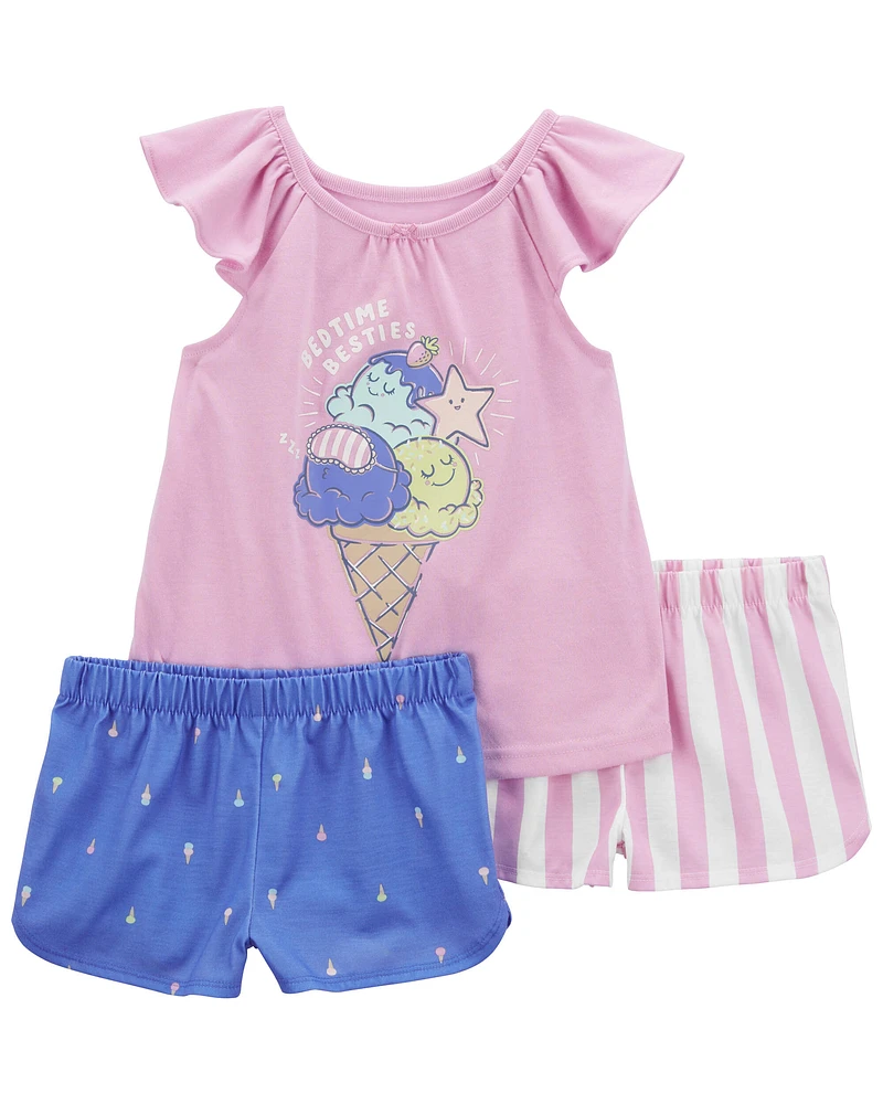 3-Piece Ice Cream Loose Fit Pyjama Set