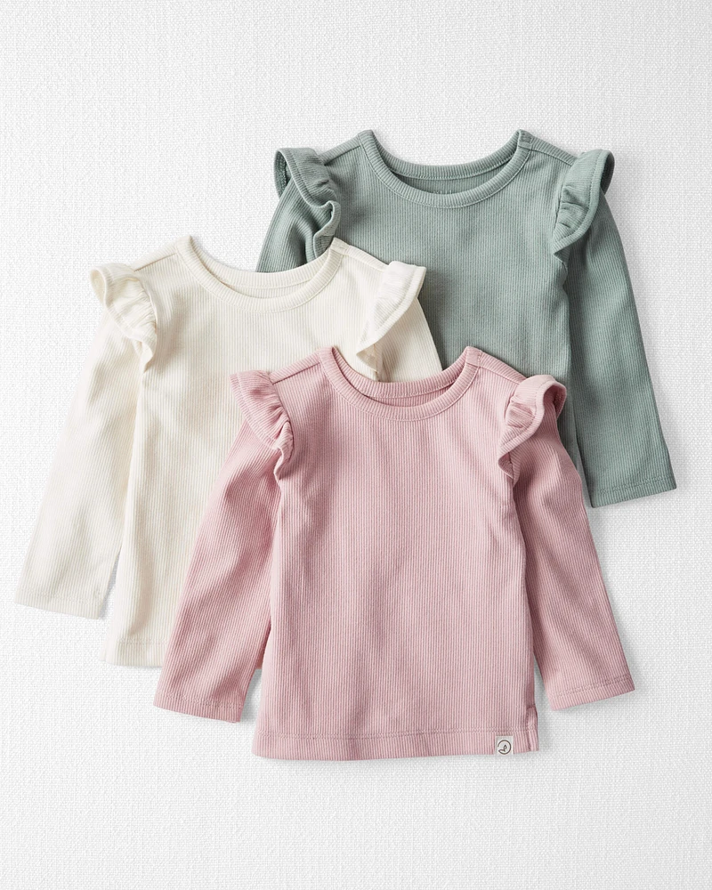 Baby 3-Pack Organic Cotton Rib Flutter Tops