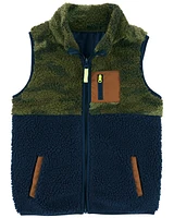 Kid Camo Zip-Up Sherpa Vest