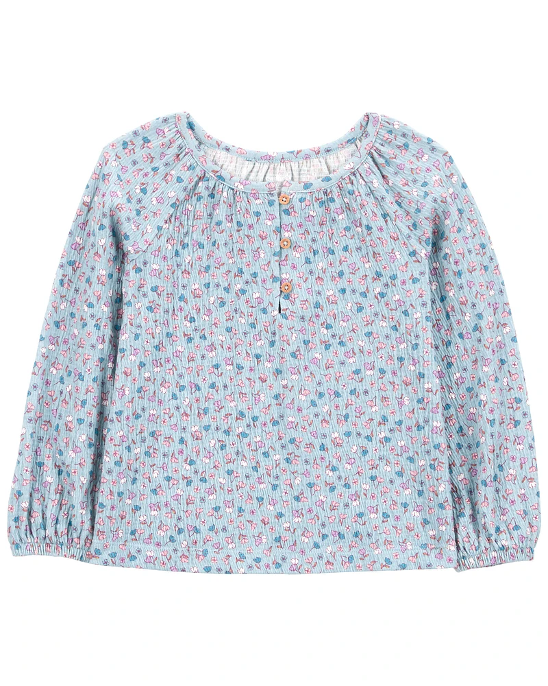 Baby Floral Gauze Long-Sleeve Top